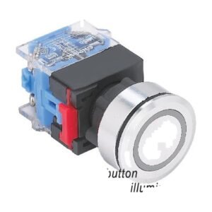 MR-LAS0-K30-EA-PB 30 mm Push Button - Flat Metal Head, Illuminated Transparent Ring