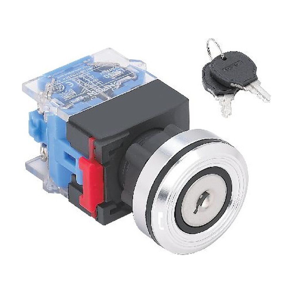 MR-LAS0-K30-YA 30 mm Key-Lock Switch - Ultra-Thin Aluminium Head, 2 or 3 Position
