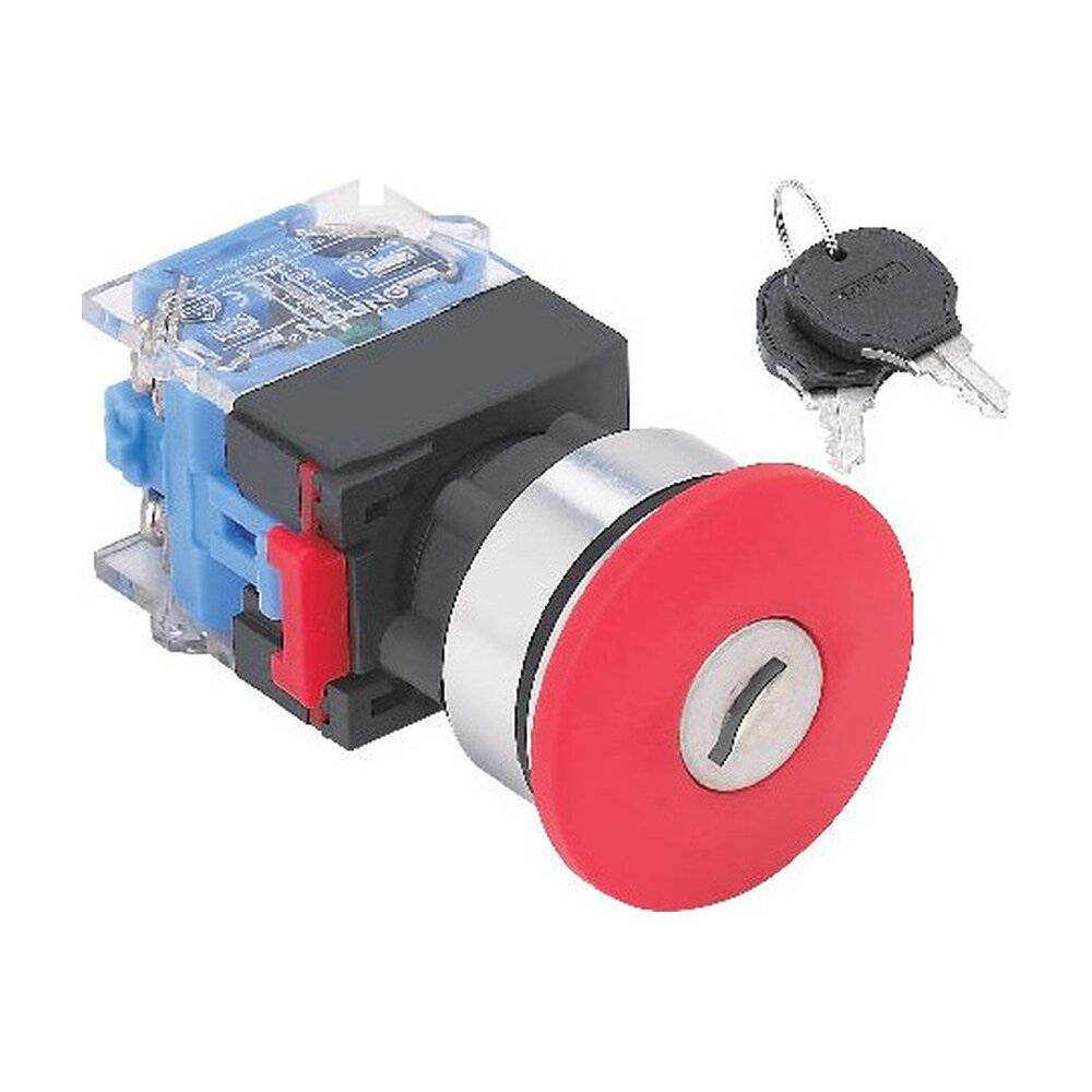 MR-LAS0-K30-YTS 30 mm Key-Release Emergency Stop Switch - Ø40 mm, Ultra-Thin