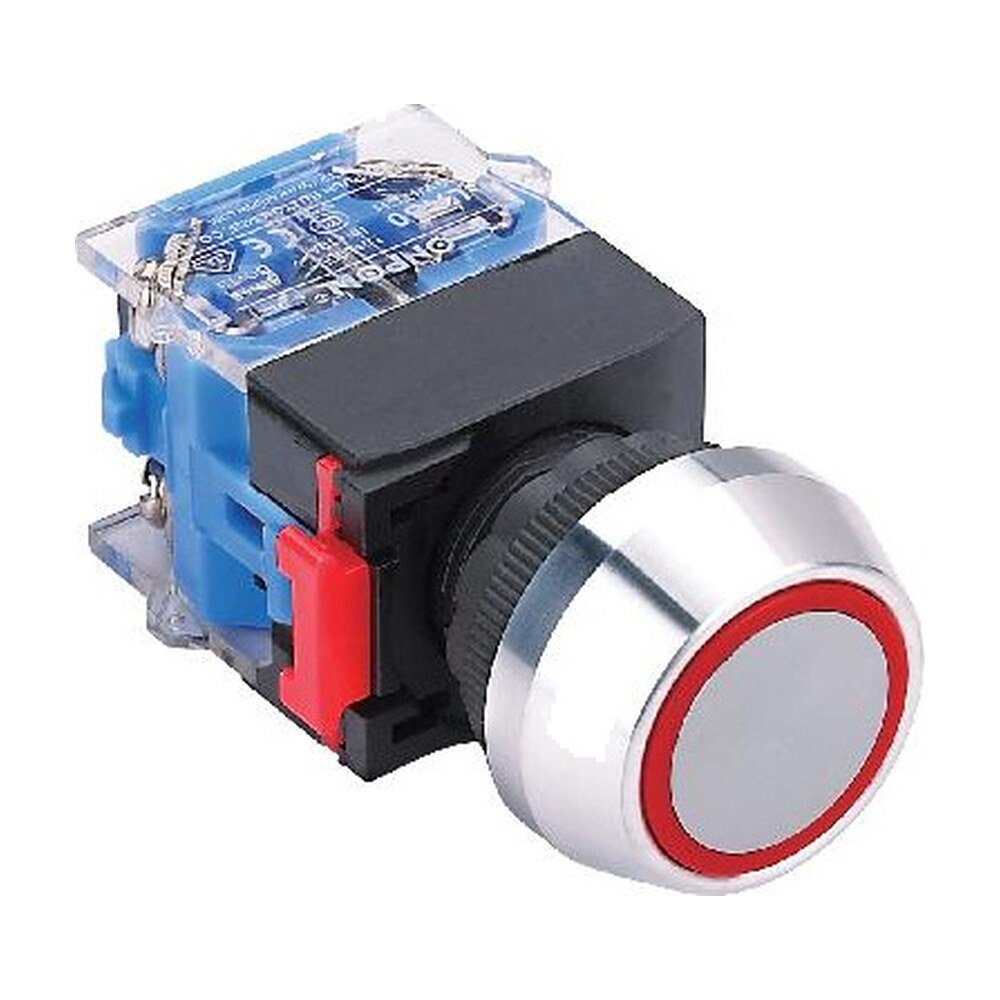 MR-LAS0-L-EB-PB 22 mm Push Button - Aluminium Head, Illuminated Coloured Ring