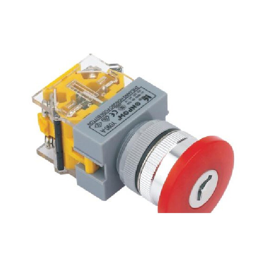 MR-LAS0-Q-YM 22 mm Mushroom Key-Lock Switch - Ø40 mm Q Head