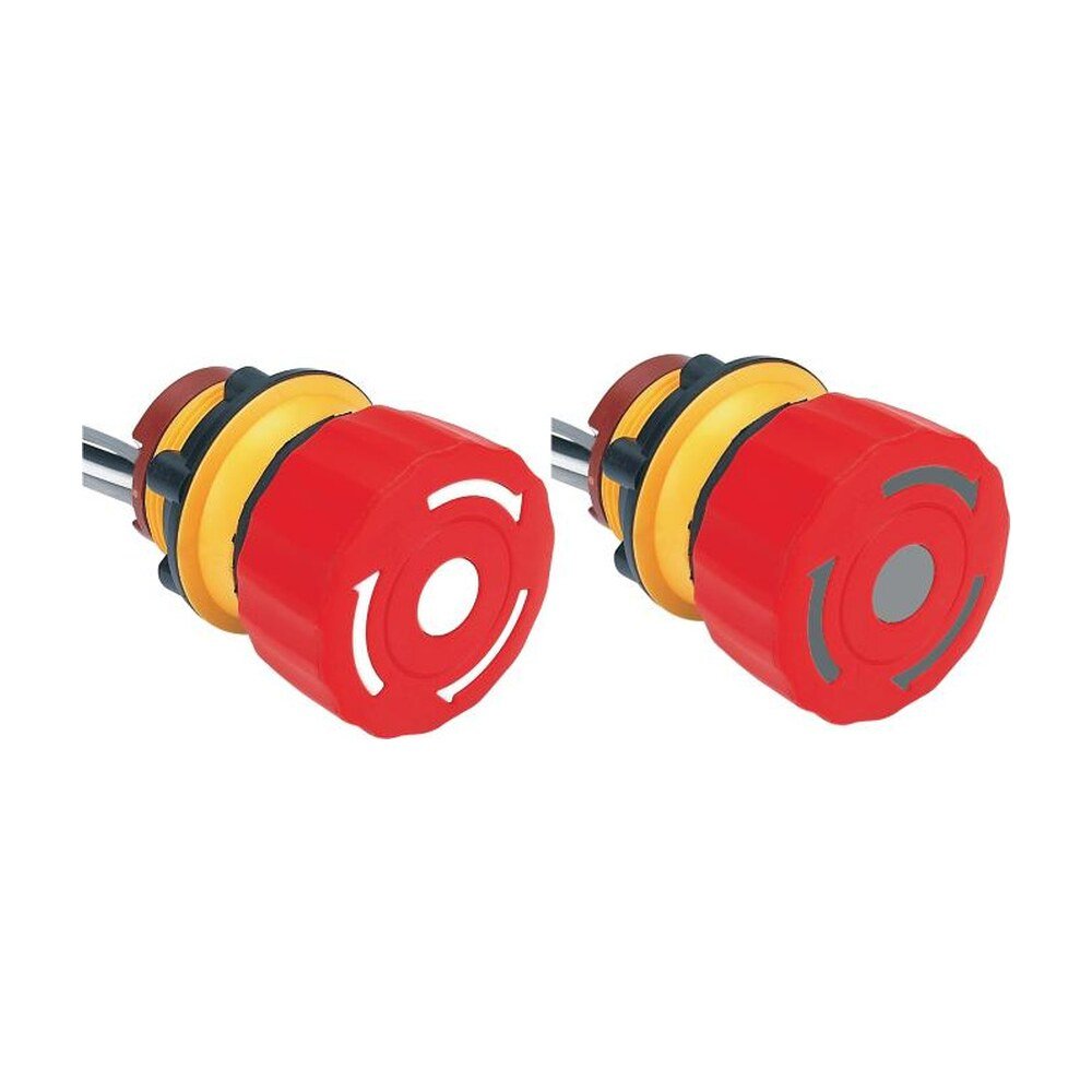 MR-LAS1-A22Y-TSB-L 22 mm Short-Body Emergency Stop Switch - Ø33 mm, IP65, Wire Leads