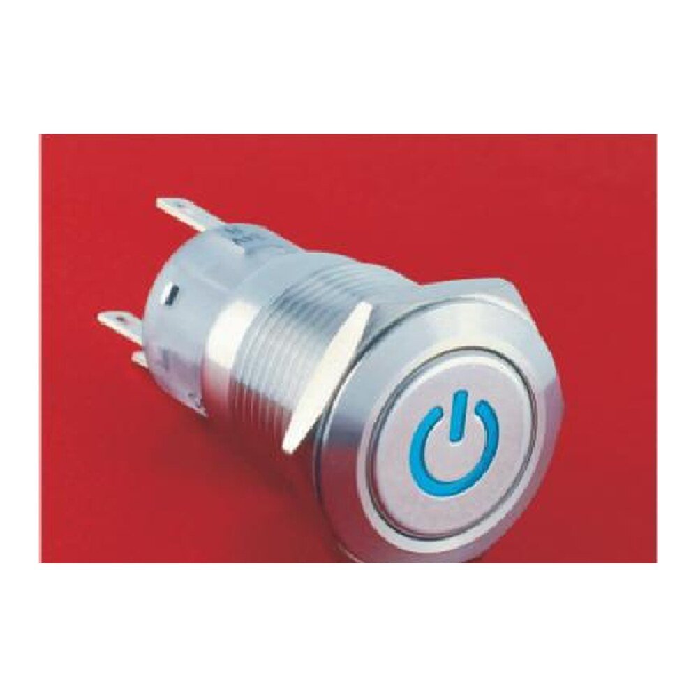 MR-LAS1-AGQ-DT 19 mm Snap-Action Metal Push Button - Power Symbol Illuminated