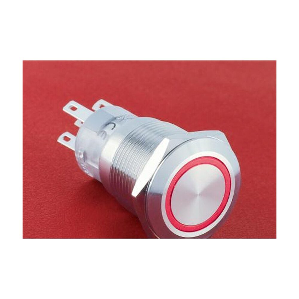 MR-LAS1-AGQ-E 19 mm Snap-Action Metal Push Button - Ring Illuminated