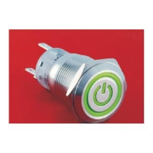MR-LAS1-AGQ-ET 19 mm Snap-Action Metal Push Button - Power Symbol and Ring Illuminated