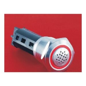 MR-LAS1-AGQ-SM 19 mm Metal Flashing Buzzer, LAS1-AGQ Style - Red Ring Light
