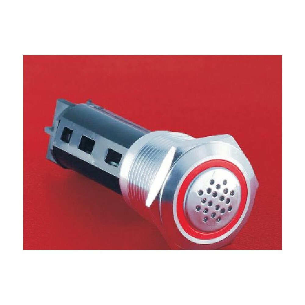 MR-LAS1-AGQ-SM 19 mm Metal Flashing Buzzer, LAS1-AGQ Style - Red Ring Light