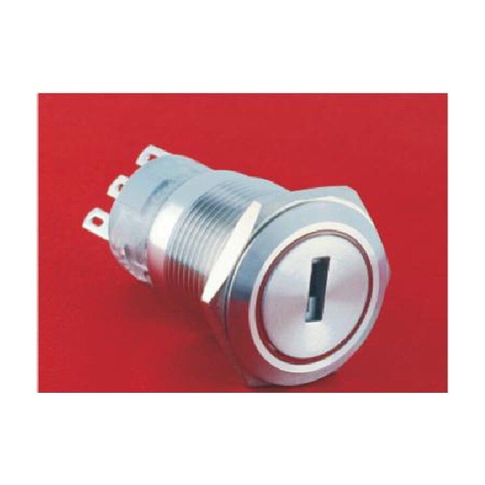 MR-LAS1-AGQ-Y 19 mm Key Switch - 2 or 3 Position, Stainless Steel, Two Keys Supplied