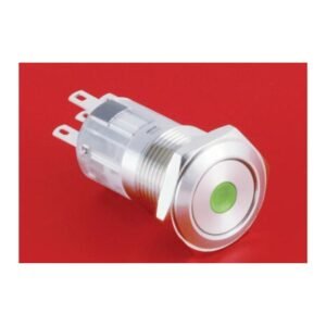 MR-LAS1-AGQ16-D 16 mm Snap-Action Metal Push Button - Flat Round Head, Dot Illuminated