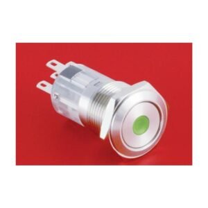 MR-LAS1-AGQ16-D 16 mm Snap-Action Metal Push Button - Flat Round Head, Dot Illuminated
