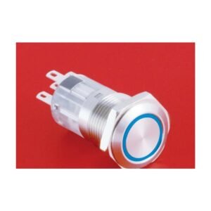 MR-LAS1-AGQ16-E 16 mm Snap-Action Metal Push Button - Flat Round Head, Ring Illuminated