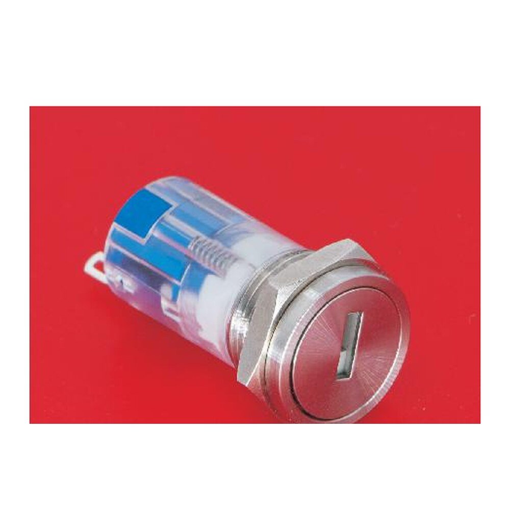 MR-LAS1-AGQ16-Y 16 mm Key Switch - 2 or 3 Position, Stainless Steel, Two Keys Supplied