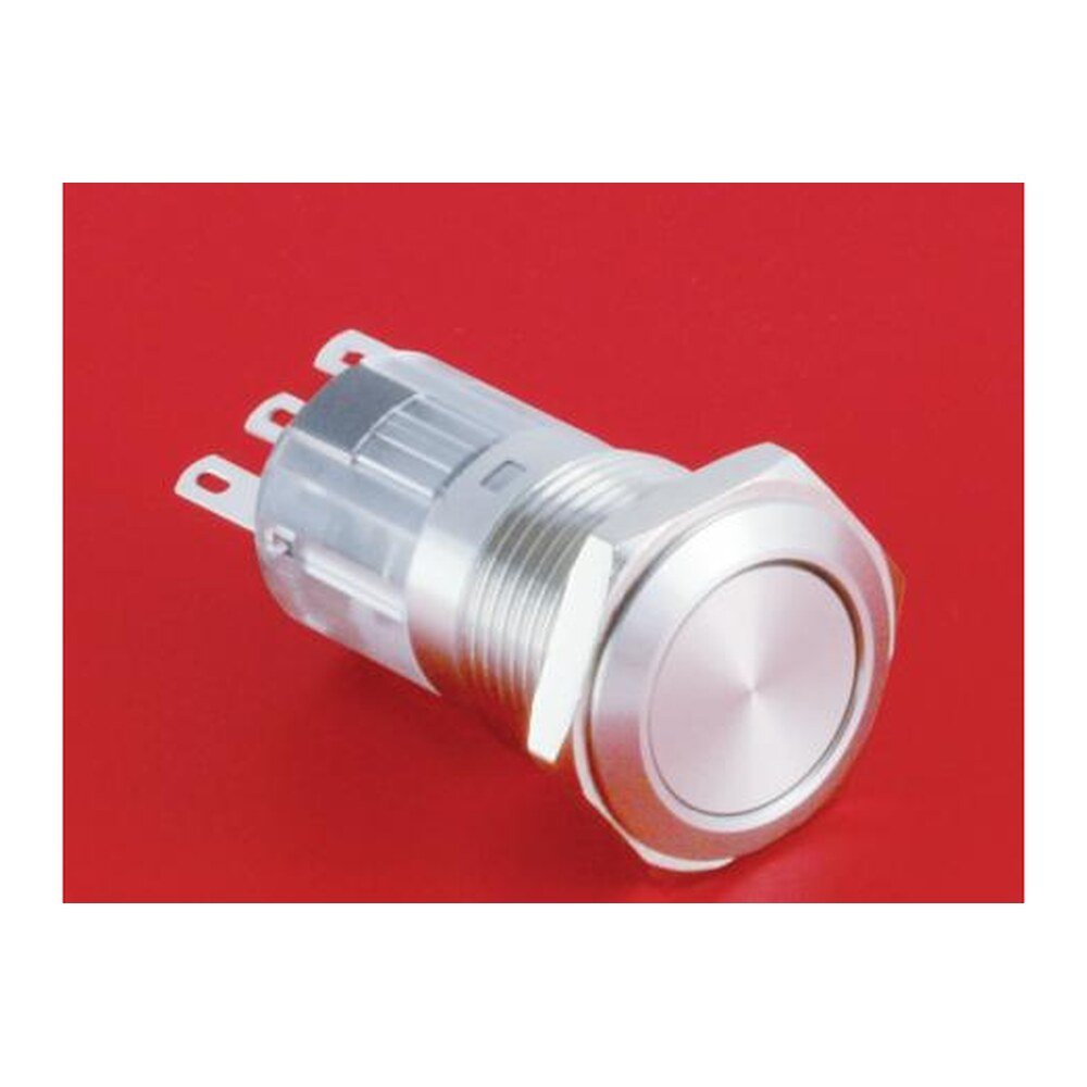 MR-LAS1-AGQ16 16 mm Snap-Action Metal Push Button - Flat Round Head, 1NO1NC or 2NO2NC