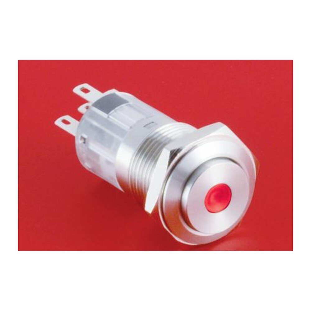 MR-LAS1-AGQ16H-D 16 mm Snap-Action Metal Push Button - High Round Head, Dot Illuminated
