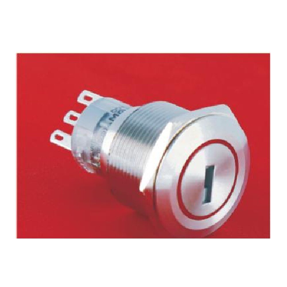 MR-LAS1-AGQ22-Y 22 mm Key Switch - 2 or 3 Position, Stainless Steel, Two Keys Supplied