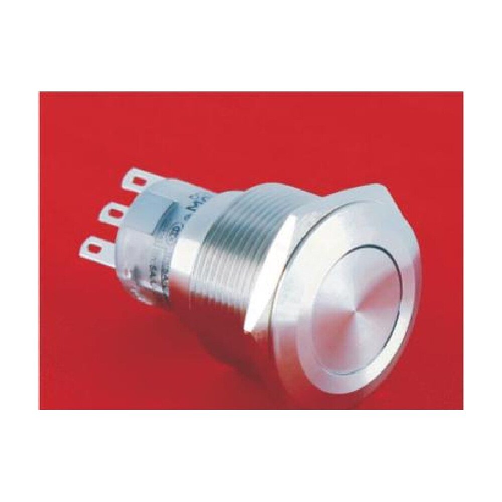 MR-LAS1-AGQ22 22 mm Snap-Action Metal Push Button - Flat Round Head, 1NO1NC or 2NO2NC