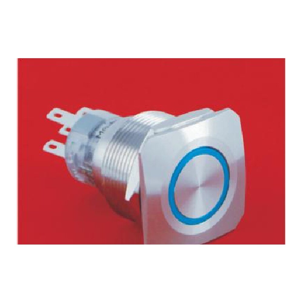MR-LAS1-AGQ22S-E 22 mm Snap-Action Metal Push Button - Square Bezel, Ring Illuminated