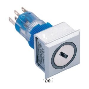 MR-LAS1-AWF-Y 22 mm Key-Lock Switch - Square Silver Frame, 2 or 3 Position, Can Be Illuminated