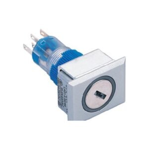 MR-LAS1-AWJ-Y 22 mm Key-Lock Switch - Rectangular Silver Frame, 2 or 3 Position, Can Be Illuminated