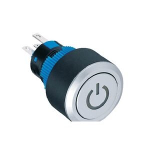 MR-LAS1-AWY-T 22 mm Push Button - Round Silver Frame, Power Symbol, Can Be Illuminated