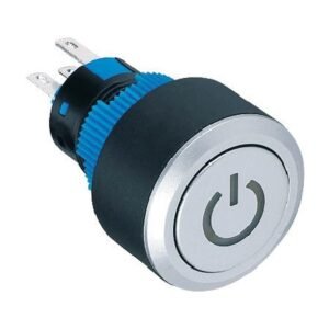 MR-LAS1-AWY-T 22 mm Push Button - Round Silver Frame, Power Symbol, Can Be Illuminated