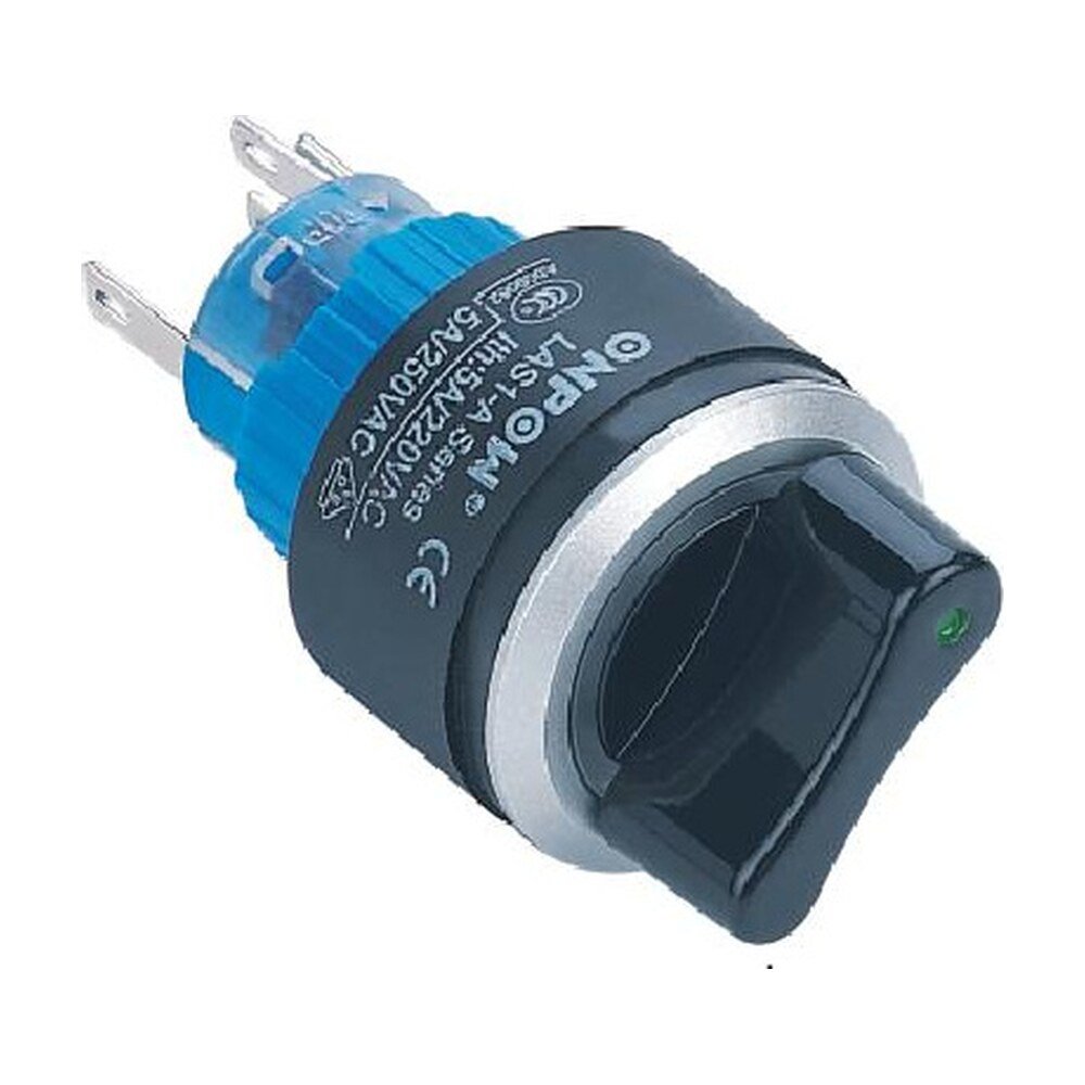 MR-LAS1-AWY-XB 22 mm Selector Switch - Round Silver Frame, 2 or 3 Position, Can Be Illuminated