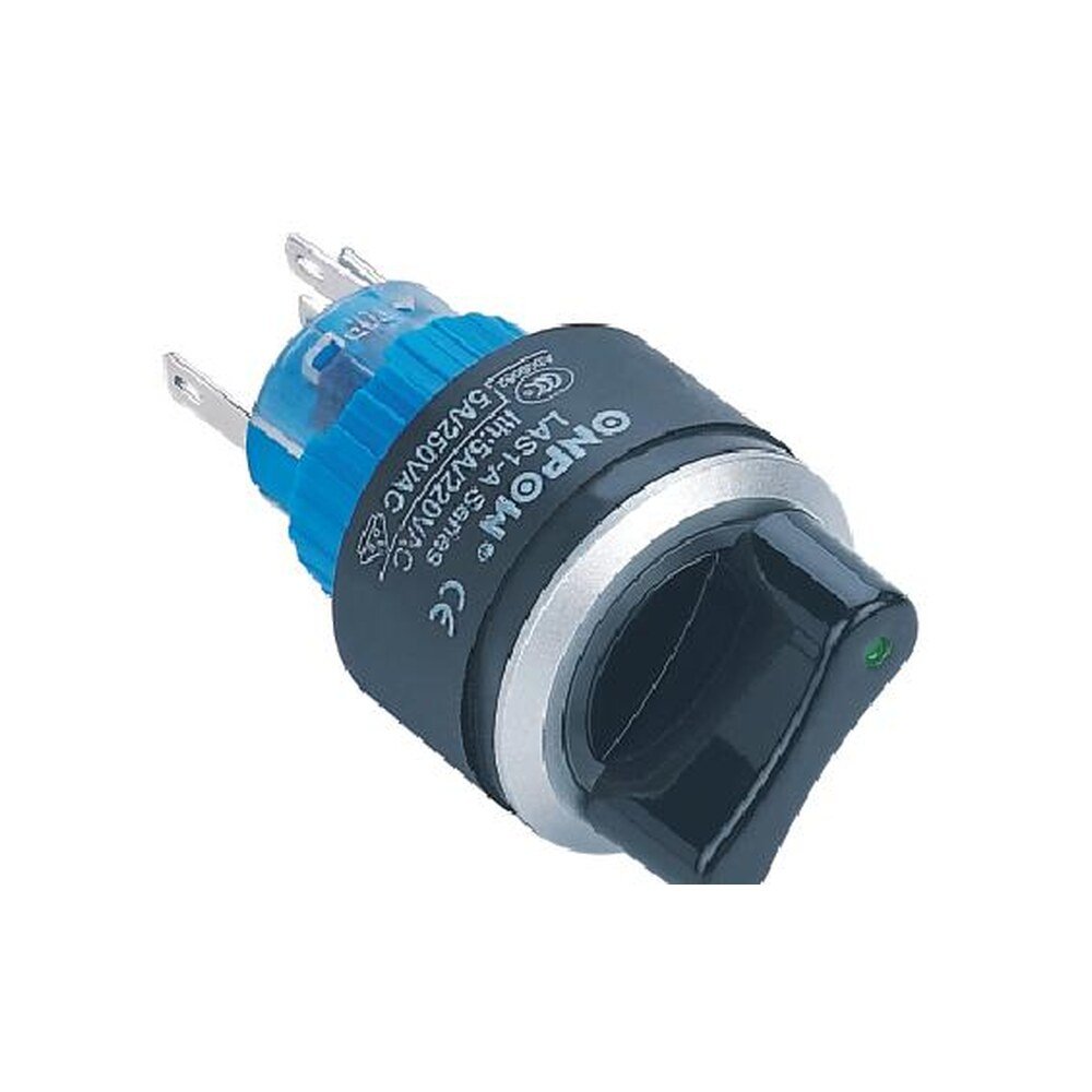 MR-LAS1-AWY-XB 22 mm Selector Switch - Round Silver Frame, 2 or 3 Position, Can Be Illuminated