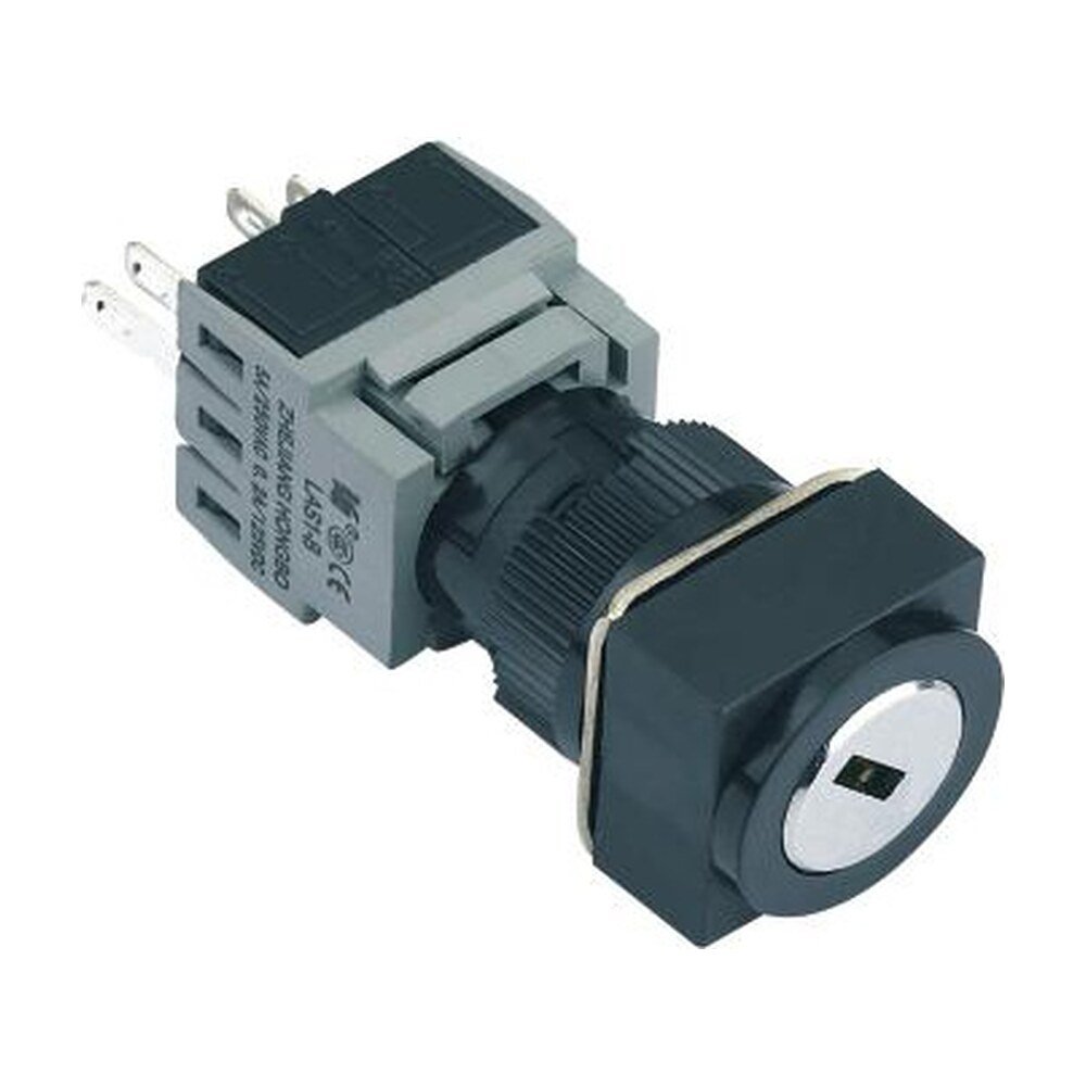 MR-LAS1-BF-Y 16 mm Key-Lock Switch - Square Bezel, 2 or 3 Position