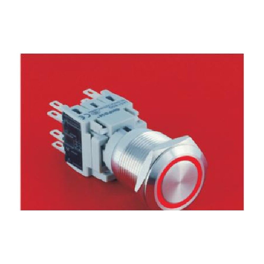 MR-LAS1-BGQ-E 19 mm Metal Push Button - Ring Illuminated, 1 to 3 Changeover Contacts