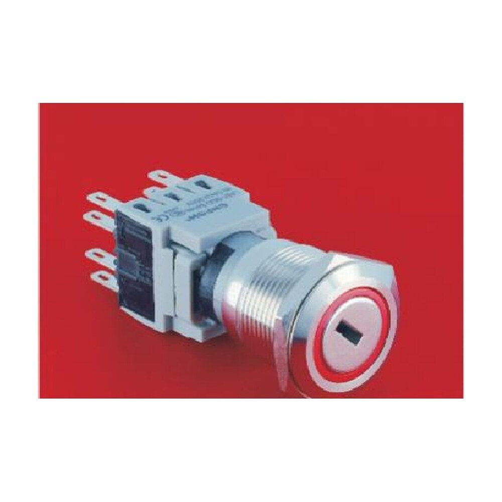 MR-LAS1-BGQ-Y 19 mm Key Switch - 2 or 3 Position, 1 to 3 Changeover Contacts
