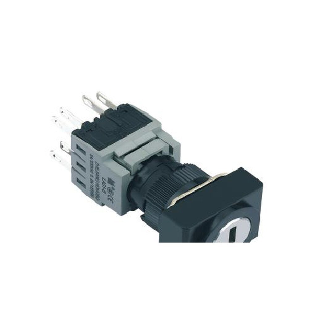 MR-LAS1-BJ-Y 16 mm Key-Lock Switch - Rectangular Bezel, 2 or 3 Position