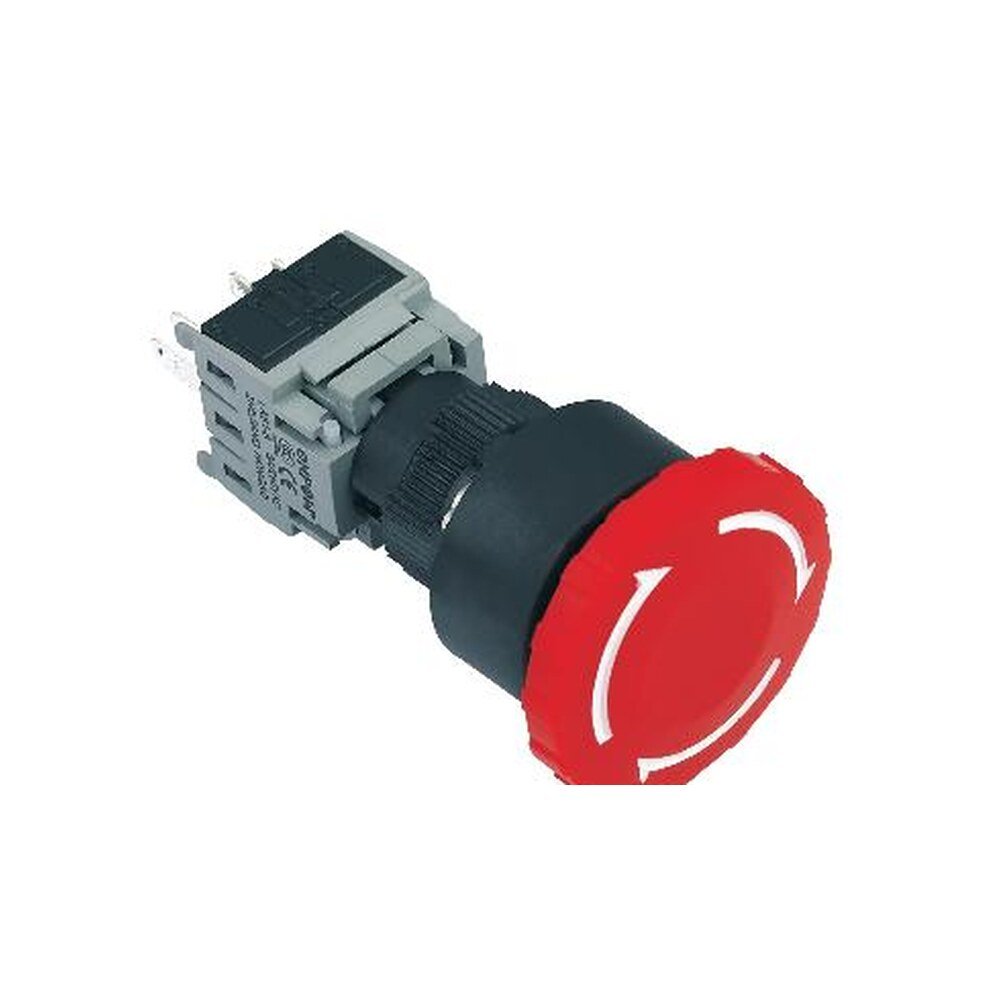MR-LAS1-BY-TSA 16 mm Emergency Stop Switch - Ø30.8 mm, Can Be Illuminated