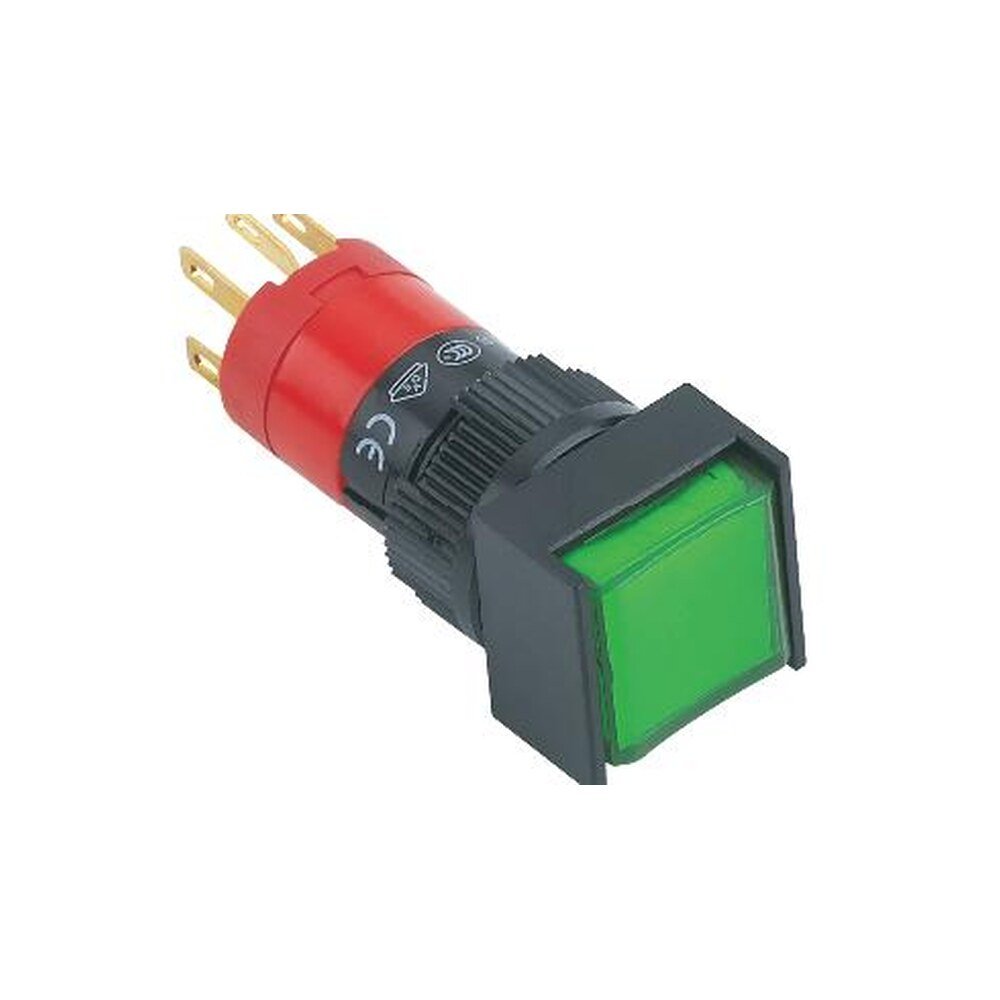 MR-LAS1F-11 16 mm Push Button - Square Head, 1NO1NC, Illuminated