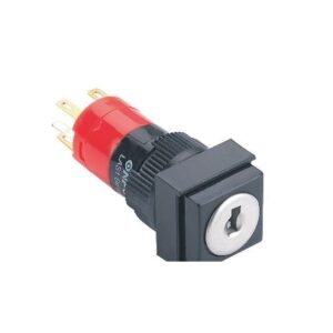 MR-LAS1F-11Y 16 mm Key-Lock Switch - Square Bezel, 2 Position Maintained