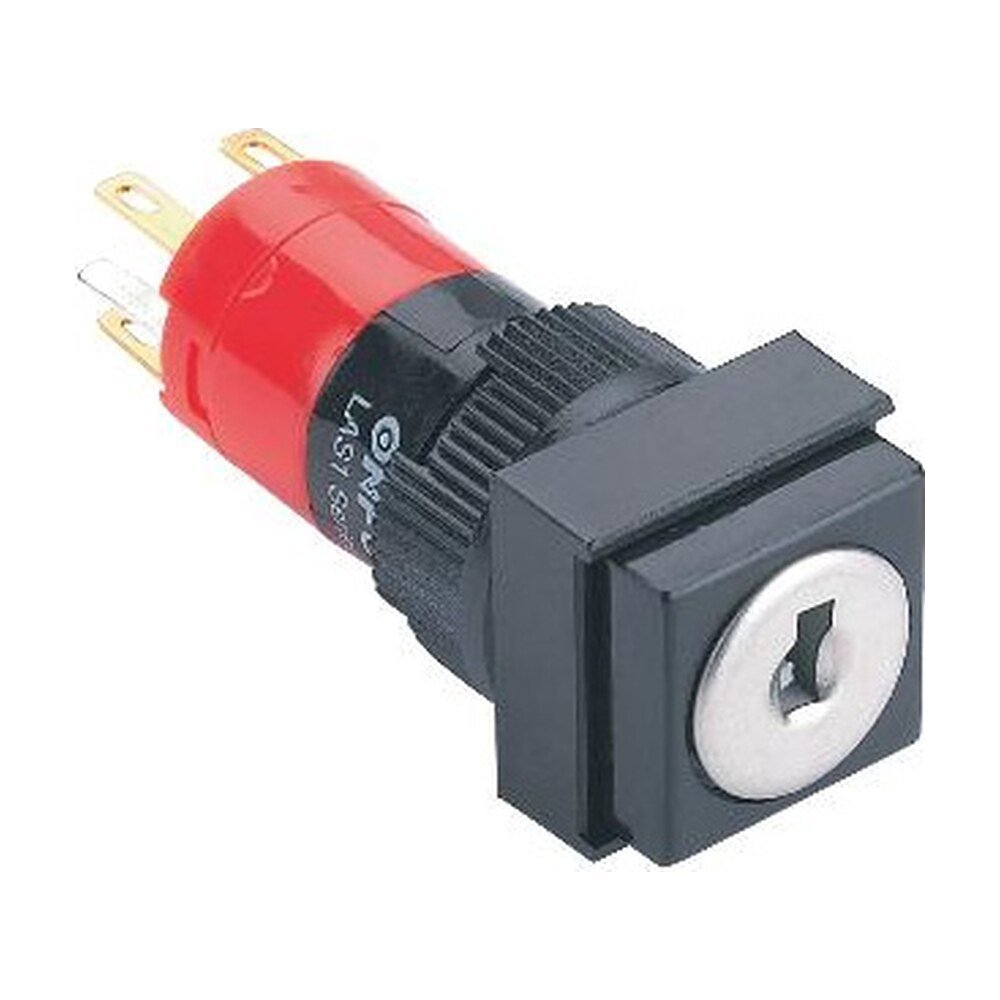 MR-LAS1F-11Y 16 mm Key-Lock Switch - Square Bezel, 2 Position Maintained