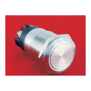 MR-LAS1GQ-11-L 19 mm High-Current Metal Push Button - Flat Round Head, 1NO1NC Changeover, Screw Terminals