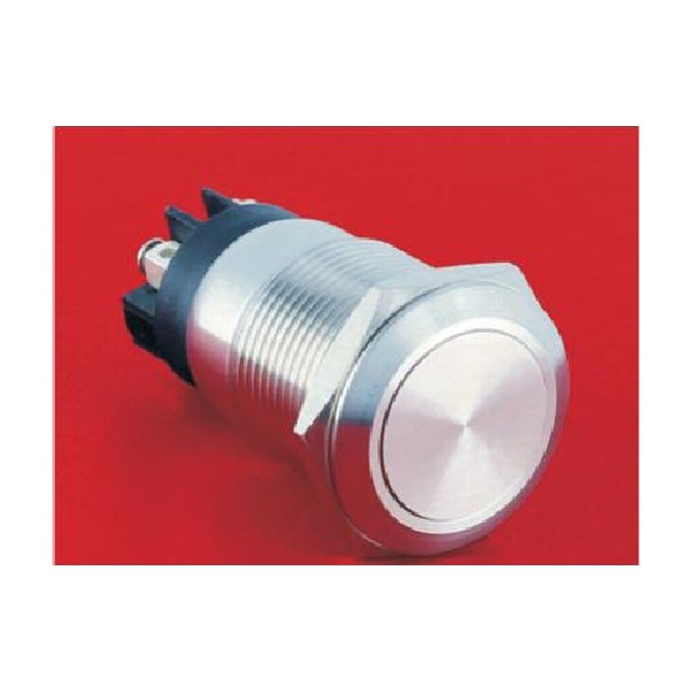 MR-LAS1GQ-11-L 19 mm High-Current Metal Push Button - Flat Round Head, 1NO1NC Changeover, Screw Terminals