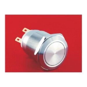MR-LAS1GQ-11 19 mm High-Current Metal Push Button - Flat Round Head, 1NO1NC Changeover