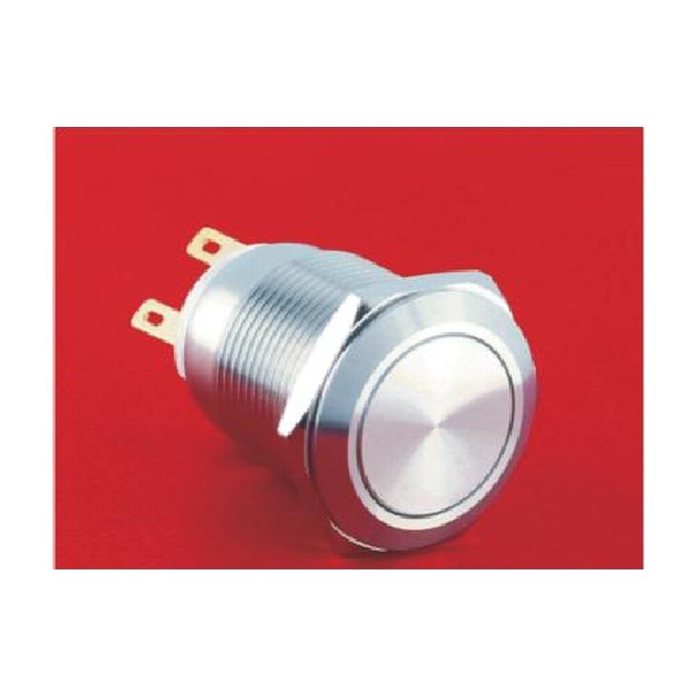 MR-LAS1GQ-11 19 mm High-Current Metal Push Button - Flat Round Head, 1NO1NC Changeover