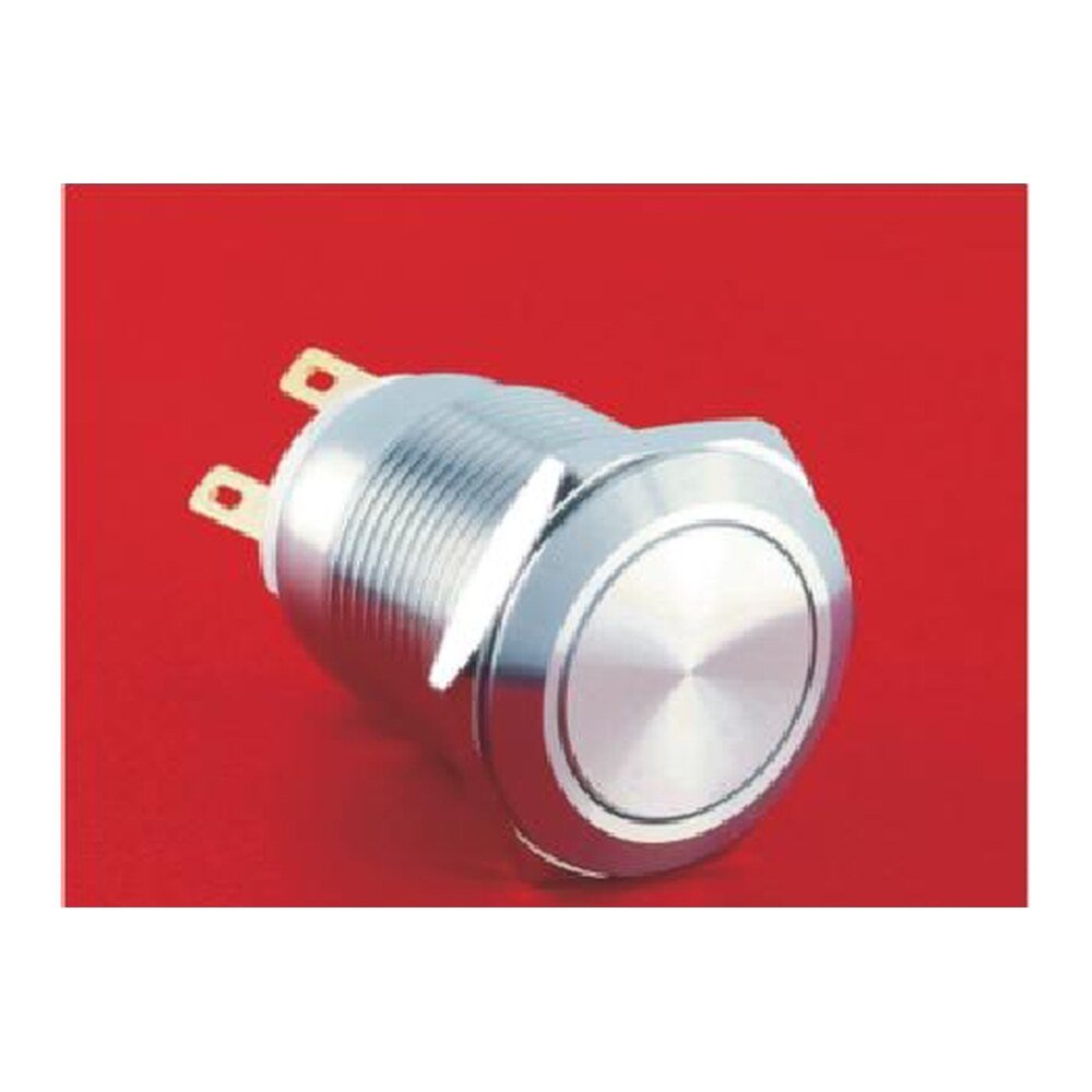 MR-LAS1GQ-11 19 mm High-Current Metal Push Button - Flat Round Head, 1NO1NC Changeover