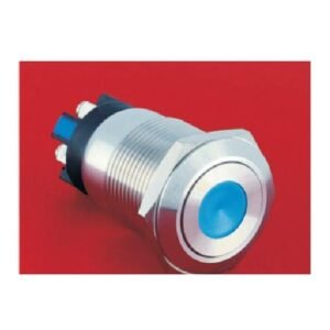 MR-LAS1GQ-11D-L 19 mm High-Current Metal Push Button - Flat Round Head, Dot Illuminated, Screw Terminals