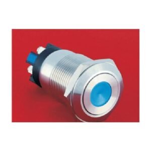 MR-LAS1GQ-11D-L 19 mm High-Current Metal Push Button - Flat Round Head, Dot Illuminated, Screw Terminals