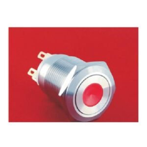 MR-LAS1GQ-11D 19 mm High-Current Metal Push Button - Flat Round Head, Dot Illuminated, 1NO1NC