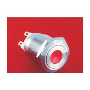 MR-LAS1GQ-11D 19 mm High-Current Metal Push Button - Flat Round Head, Dot Illuminated, 1NO1NC