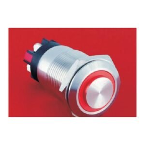MR-LAS1GQH-11E-L 19 mm High-Current Metal Push Button - High Round Head, Ring Illuminated, Screw Terminals