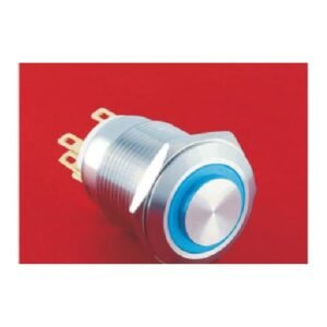 MR-LAS1GQH-11E 19 mm High-Current Metal Push Button - High Round Head, Ring Illuminated, 1NO1NC