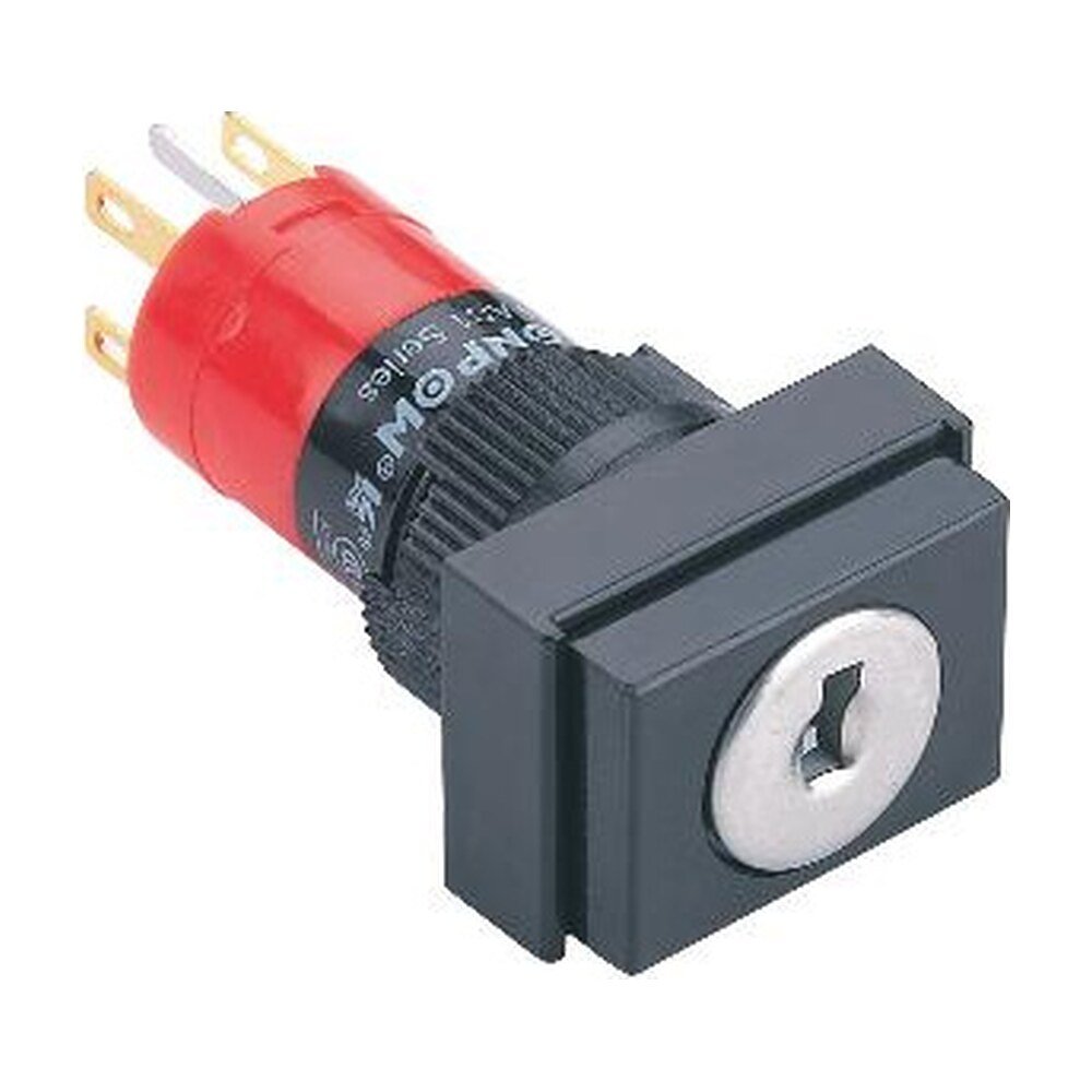 MR-LAS1J-11Y 16 mm Key-Lock Switch - Rectangular Bezel, 2 Position Maintained