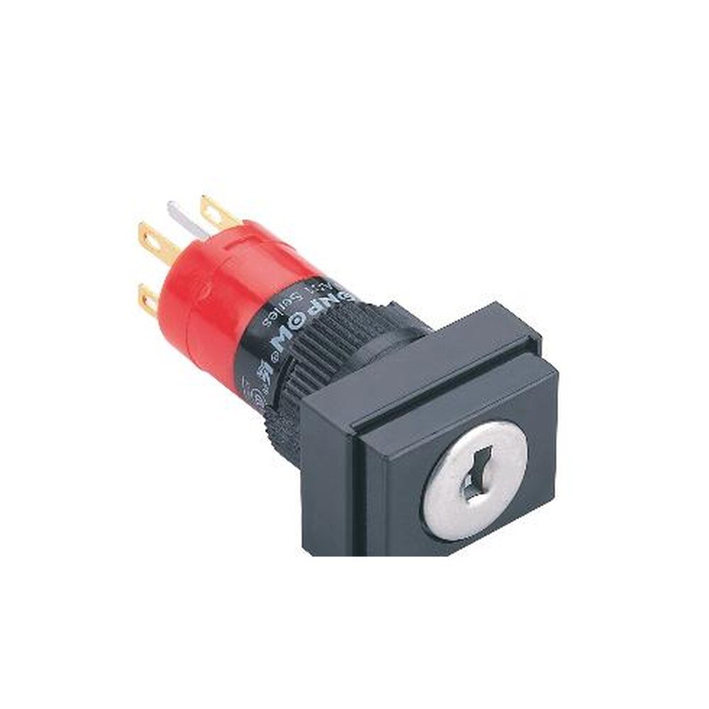 MR-LAS1J-11Y 16 mm Key-Lock Switch - Rectangular Bezel, 2 Position Maintained