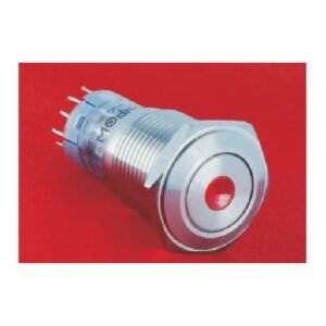 MR-LAS2GQF-D 16 mm Snap-Action Metal Push Button - Flat Round Head, Dot Illuminated