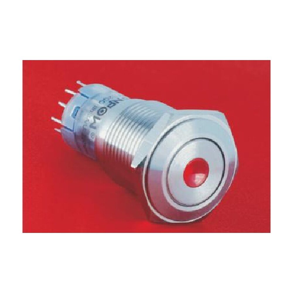 MR-LAS2GQF-D 16 mm Snap-Action Metal Push Button - Flat Round Head, Dot Illuminated